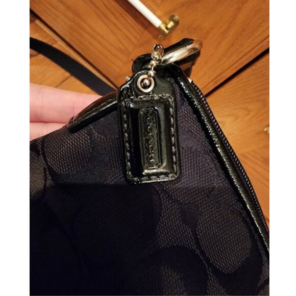 Black Coach Canvas Crossbody Purse with Adjustable Strap - Picture 3 of 10